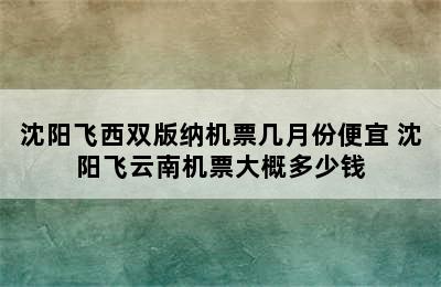 沈阳飞西双版纳机票几月份便宜 沈阳飞云南机票大概多少钱